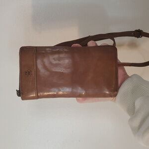 Harbour 2nd Brown Leather Phone Wallet Crossbody Bag Anchor Print Cutouts